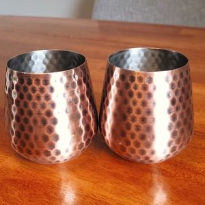 Hammered Metal Wine Glasses Stemless